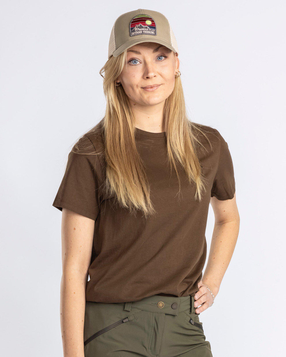 3-pack T-shirt Dam Pinewood Green/H.Brown/Khaki