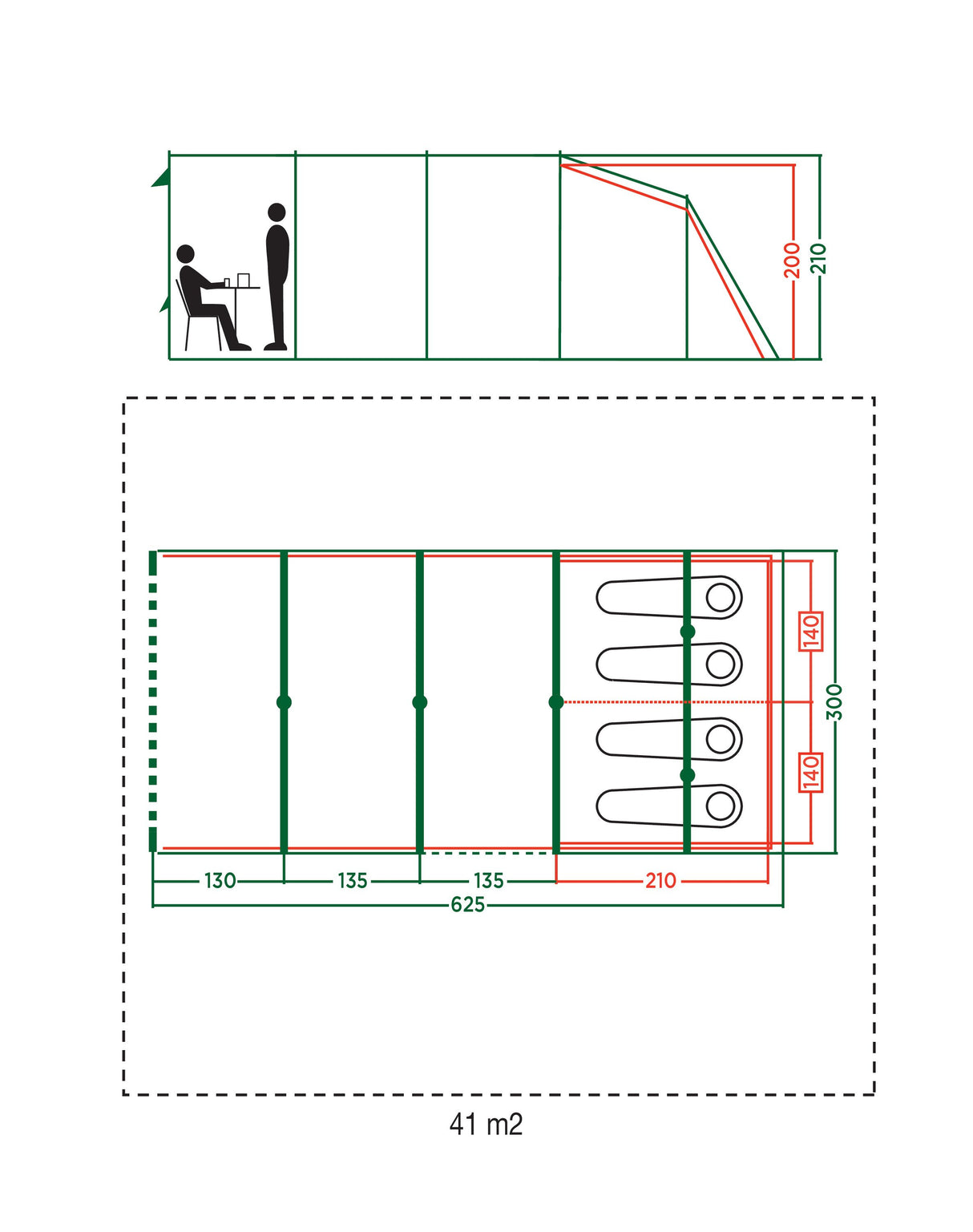Meadowood 4 Long Tunneltält